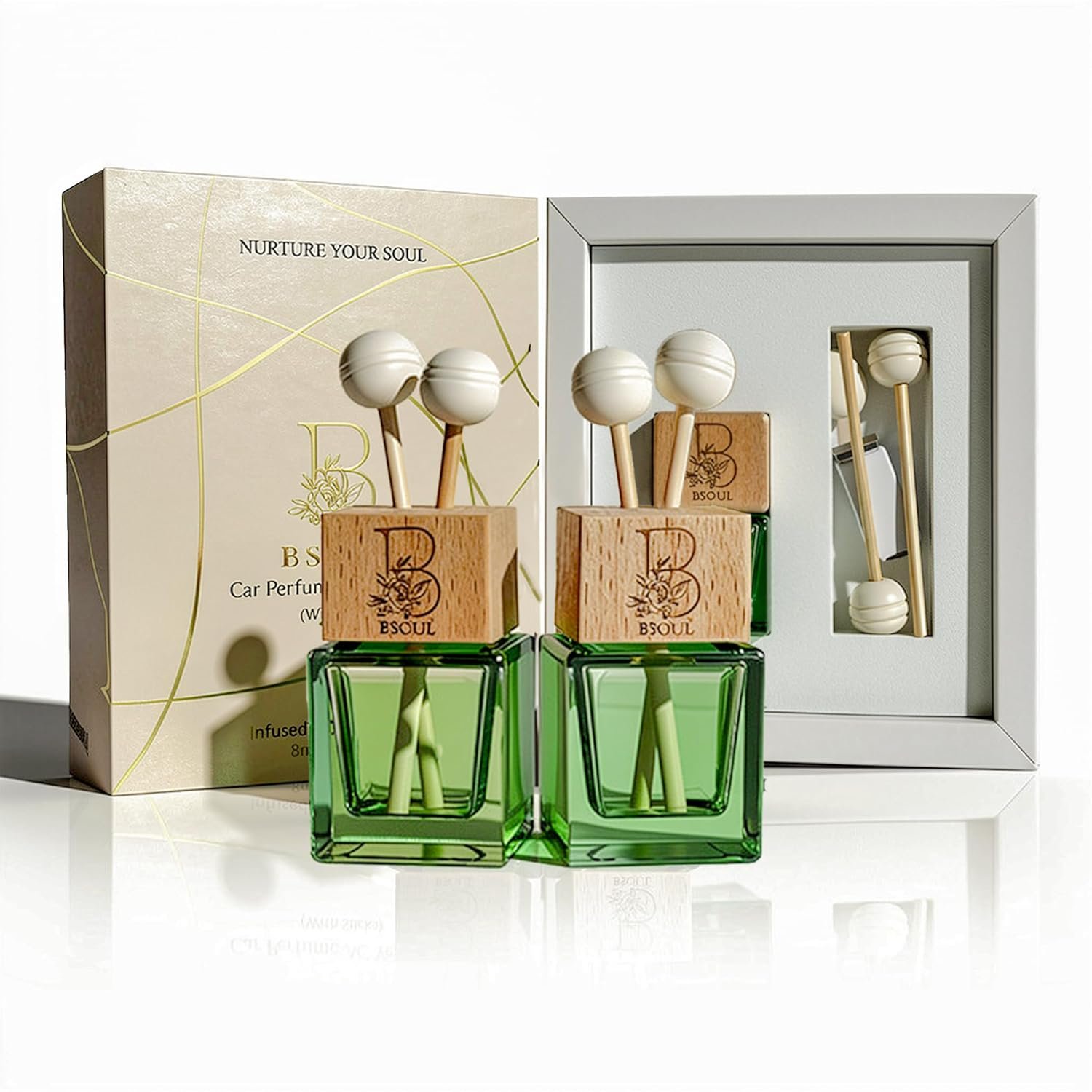 71b+f0ngPuL._SL1500_ BSOUL Lemongrass Car Air Vent Perfume Pack of 2 | Long Lasting Fresh Citrus Fragrance - Image 1